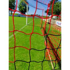Fußballnetz - 11er Tor - Europäisch - 4mm Schwarz/Rot 